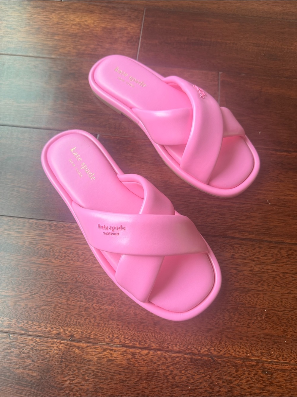 kate spade Pink Crisscross Slide Sandals